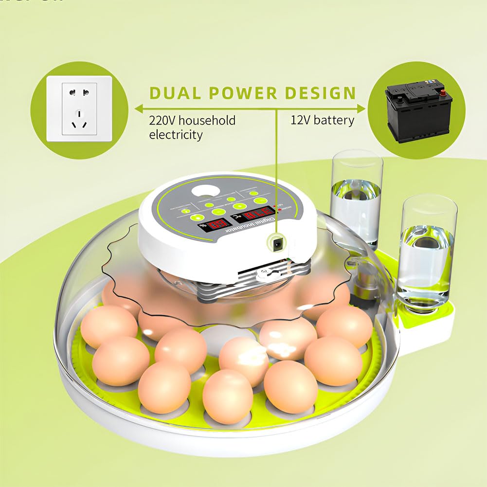 Incubadora automática de huevos con control de humedad, ventana transparente, giro automático para incubar huevos de pollo, pato, codorniz, paloma, capacidad para 18 huevos