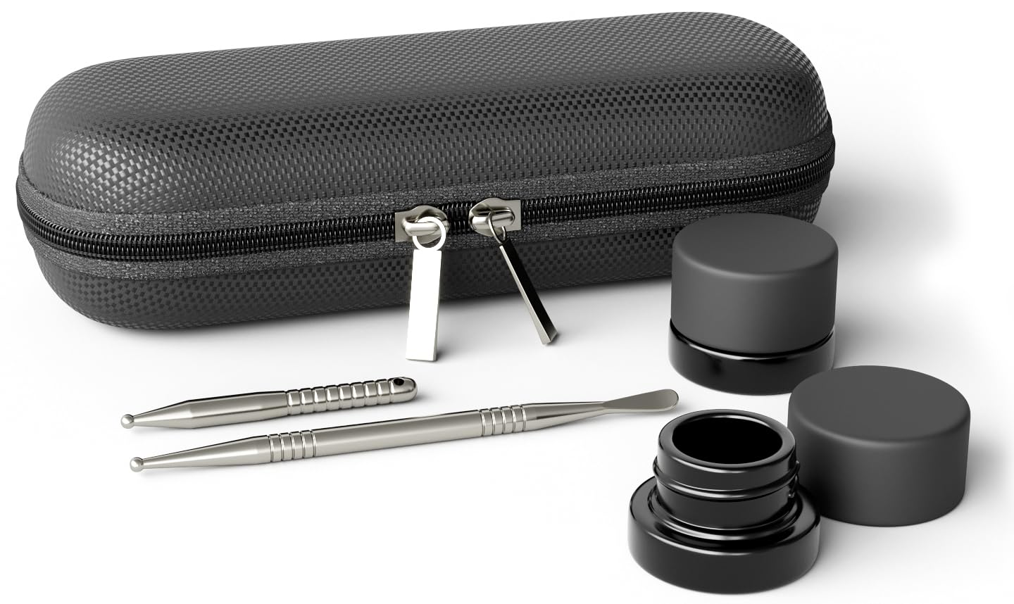 JCASE Dabbing Tool Set 2 x Titan Dabber Tool for Oil Cera Concentrado Dab Colofonia Resina Herramientas Incluye 2 recipientes de cera de cristal de 5 ml en negro Travelkit