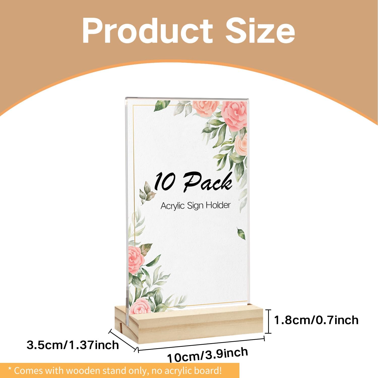 10 PCS Wood Place Card Holders, L/T Shape Wood Acrylic Sign Holder, Suitable for Vertical or Slant Back Display in Weddings, Restaurants, Offices - Image 6