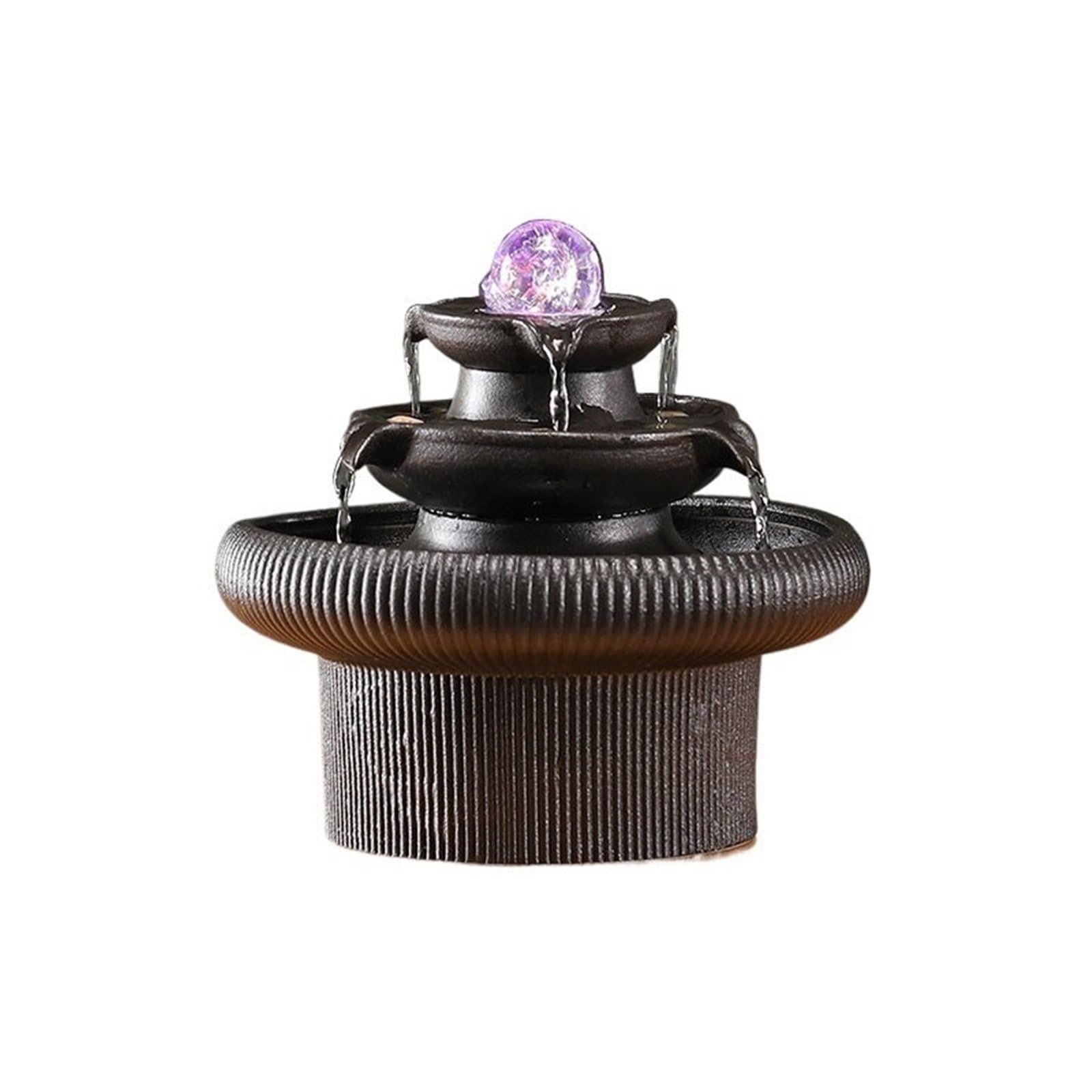 Fuente de agua de interior para mesa con cascada Feng Shui y luces LED