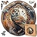 LEOGOR Large Mandala Wood Owl Puzzle - 500 Piece Wooden Jigsaw Puzzles for Adults - Nature Inspired Round Design - 18 x 17.8 inches - with Colorful Unique Laser Cut Whimsical Animal Shapes