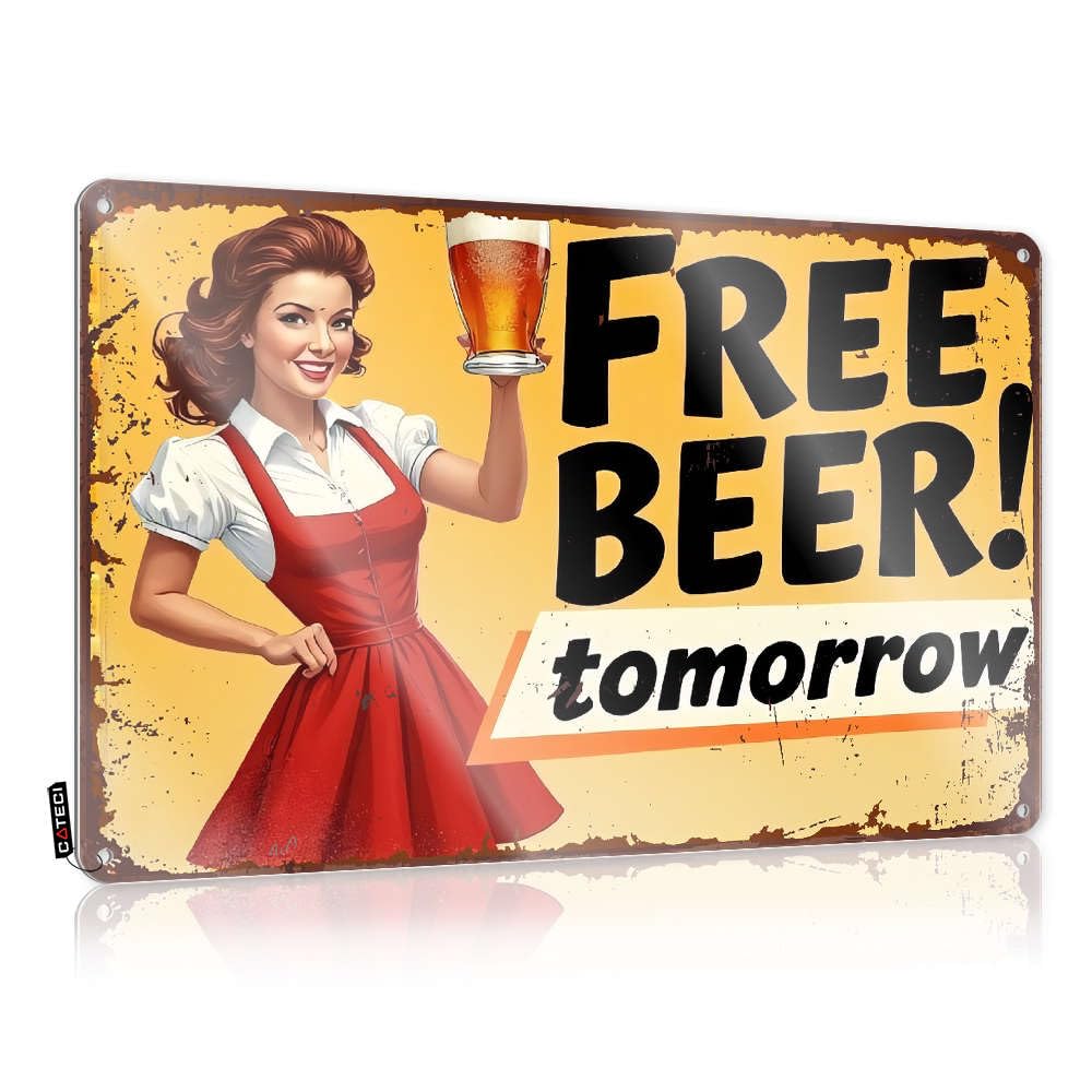 Adult Signs For Man Cave Free Beer! Tomorrow. Tin Sign Tin Decor Small Metal Tin(30X40CM)
