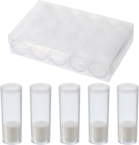 PATIKIL Tubos redondos para monedas, paquete de 5 tubos de almacenamiento de monedas con caja de almacenamiento, contenedores de plástico para disponible en Yaxa Peru