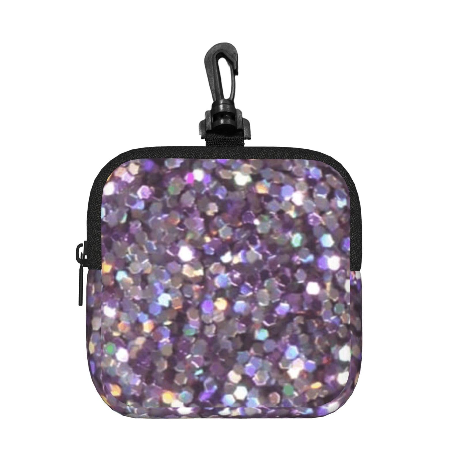 Ercgad Unisex Black Sequin Pattern Print Square Storage Bag Travel Toiletry Cosmetic Organizer Pouch Lightweight Reusable
