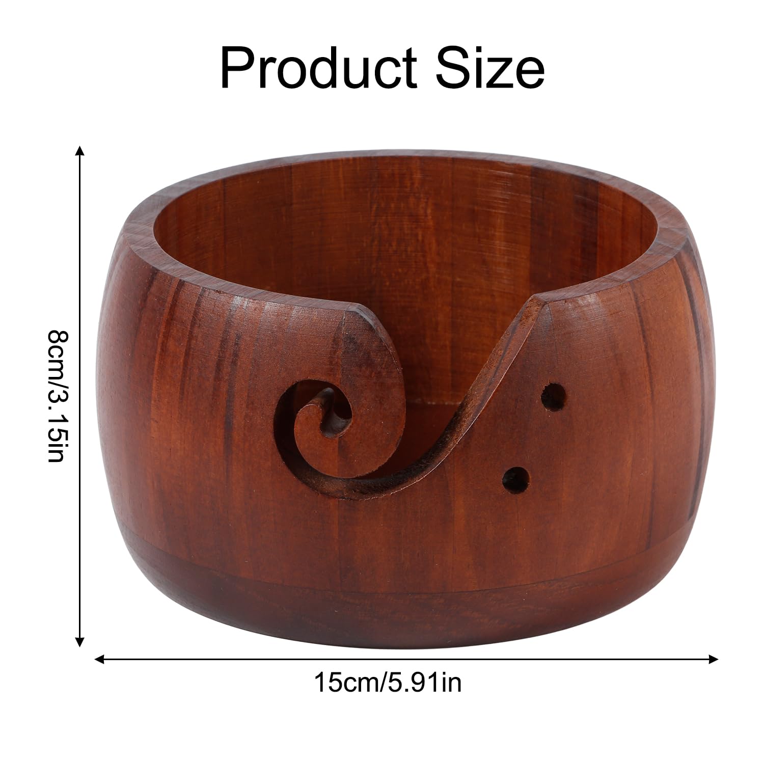 6'' Wooden Yarn Bowl Holder, Yarn Bowls for Crochet Knitting Bowl Storage Organizer with Holes and Groove Prevent Slipping Crocheting Accessory for Knitters & Crocheters - Image 2