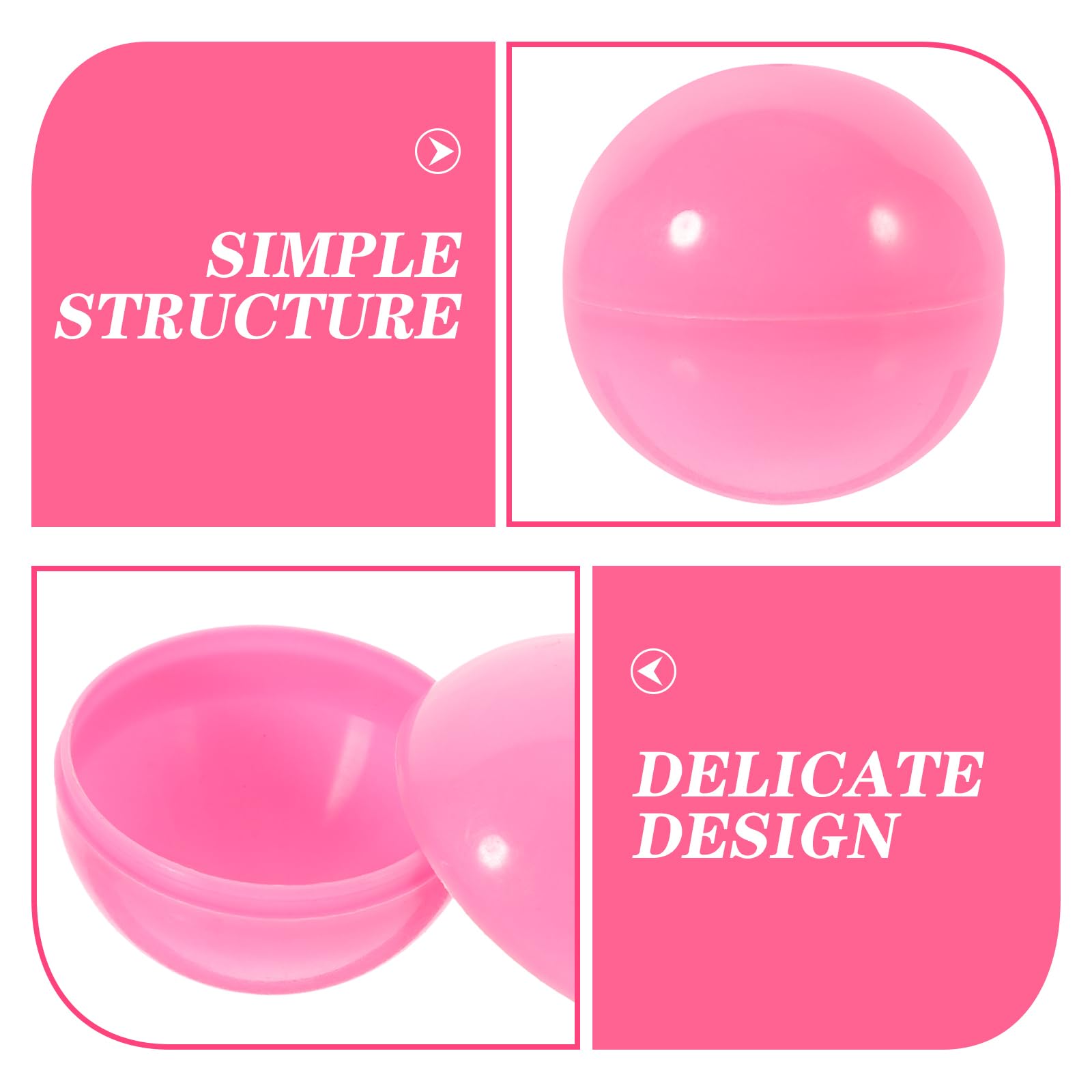 Kichvoe 50pcs Mini Ball Plastic Raffle Balls Empty Bingo Ball Openable Capsules Vending Machine Containers Sphere Game Balls for Surprise Party Favor Prize 4cm Pink - Image 3