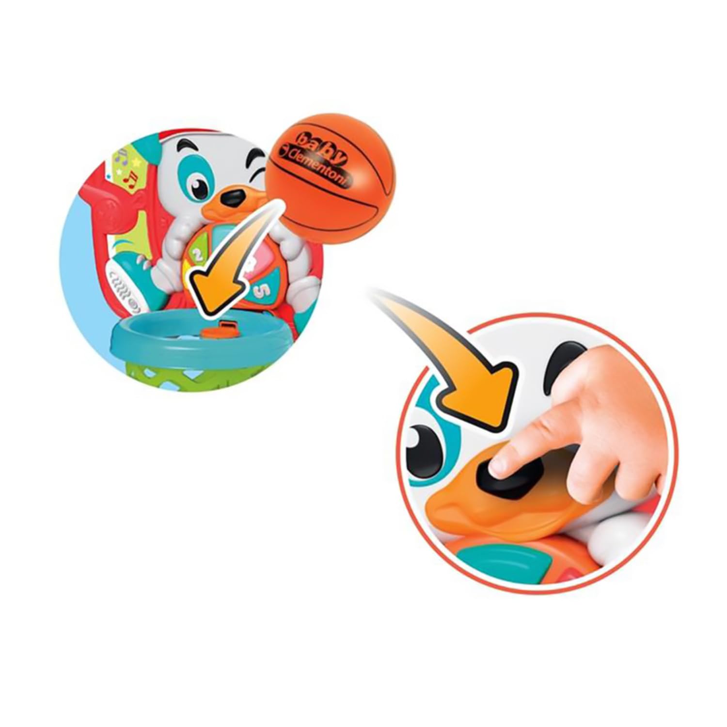 Clementoni Baby 1,2,3 Canestro Basket, Giocattolo Elettronico con Luci e Suoni Bambini 18+ Mesi, Impara Numeri e Colori e Sviluppa la Motricità, Palla Inclusa, Made in Italy, Lingua Italiana, 17437