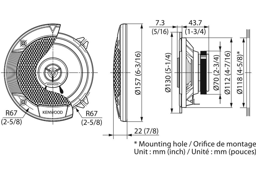 Lautsprecher Einbauset passend mit Kenwood KFC-S1366-13cm 2-Wege Koax Auto Einbauzubehör für Renault Clio 3 Front Heck