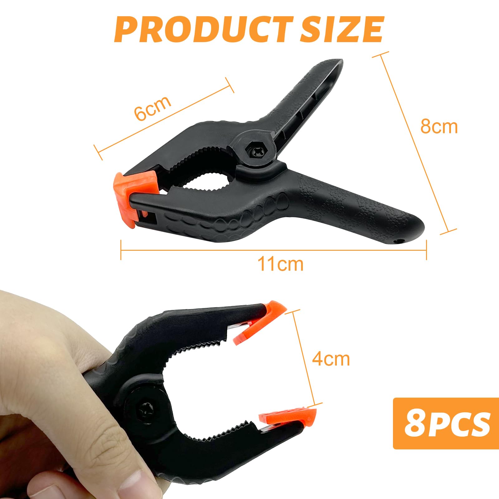 Lot De 10 Pinces à Ressort Robustes - Pour Fond Photo, Bâche, Bois, Studio - Ouverture 40 Mm, Nylon Noir
