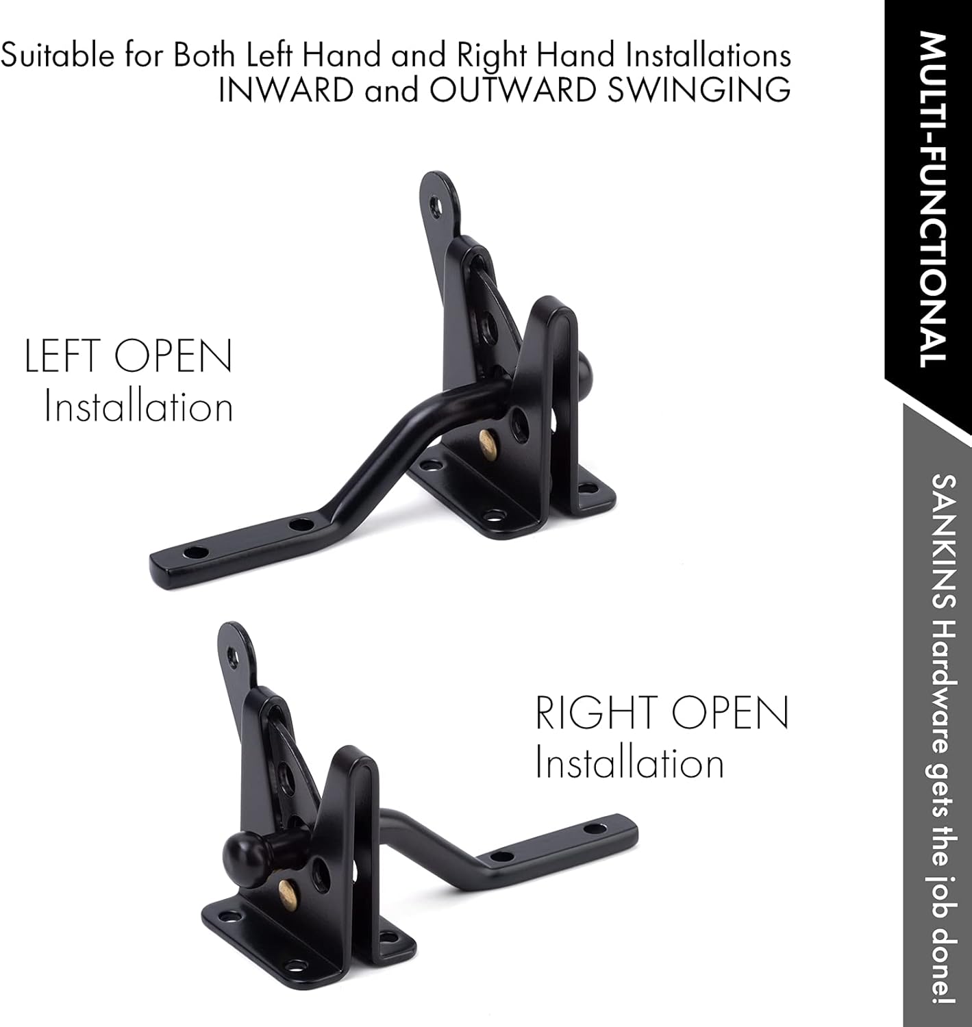 Self Locking Gate Latch Automatic Gravity Lever for Wood Fence Gate, Door Latches, Steel, Black