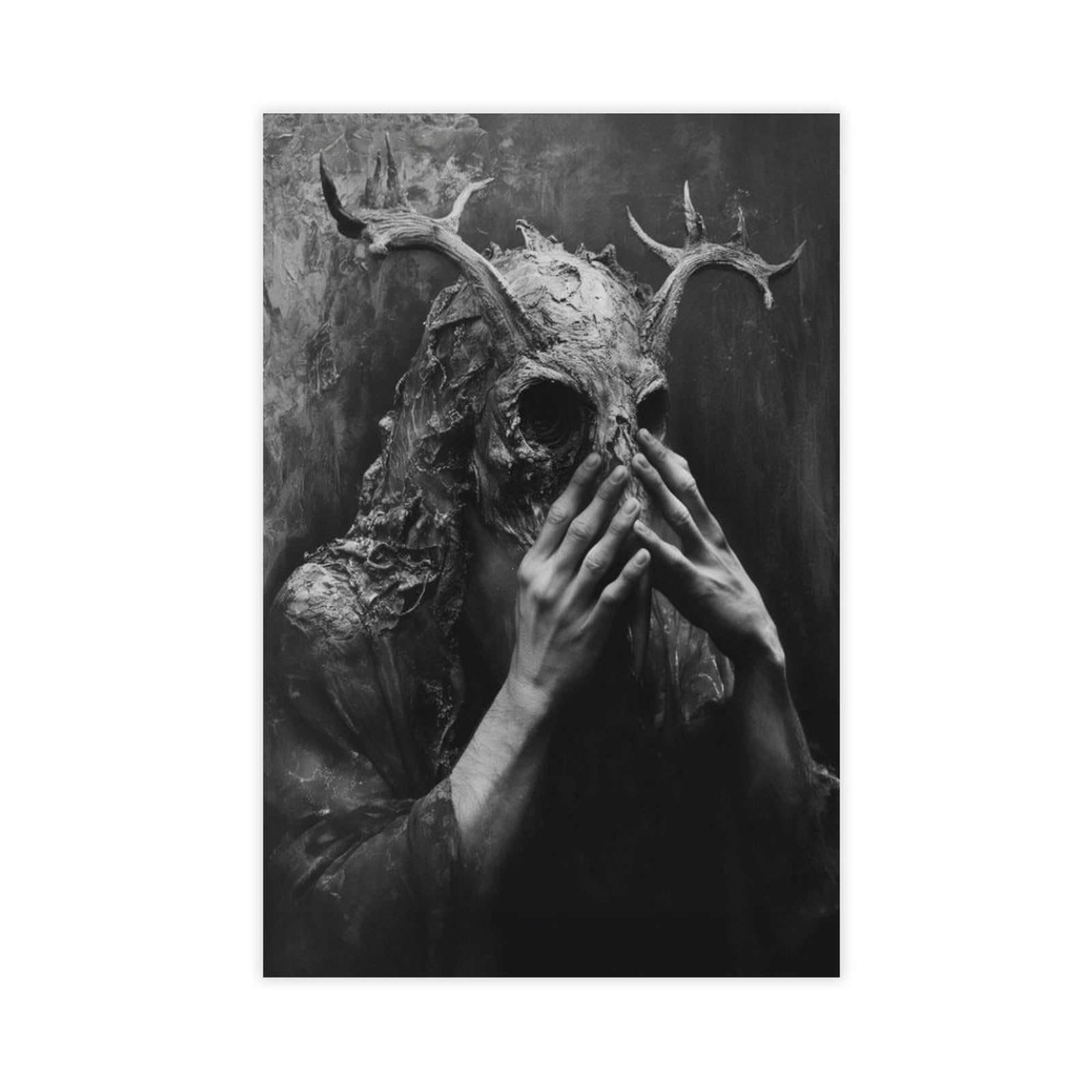 WJWART Haunting - Póster de lienzo de terror para decoración de dormitorio, decoración de paisaje, regalo de 60 x 90 cm