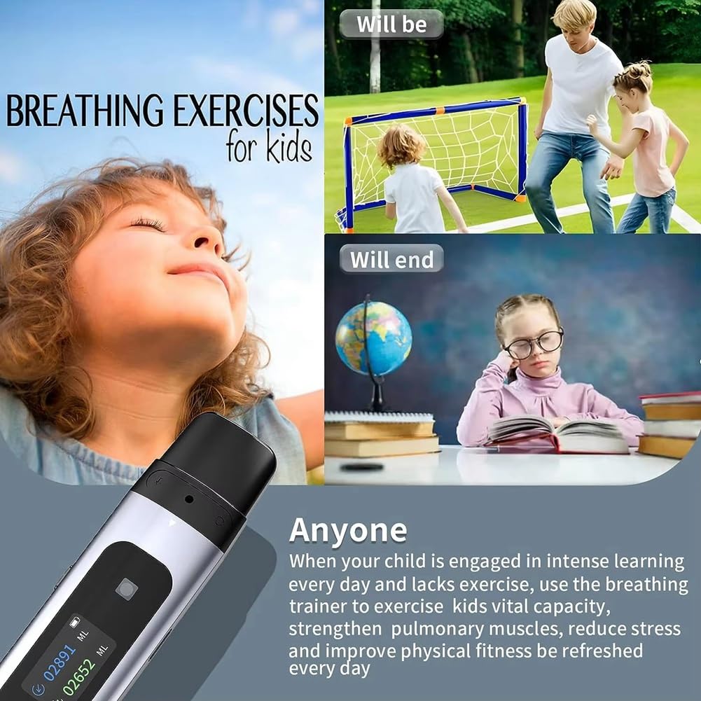 Espirómetro Bluetooth para Teléfono Móvil con Grabación de Datos, Equipo de Resistencia, Adecuado para el Entrenamiento de Respiración Pulmonar en Niños y Adultos.