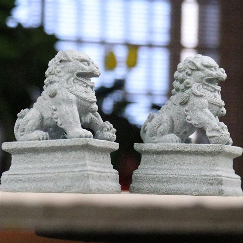 Pareja de Mini Estatuas de Perros Guardianes Fu Foo miniatura 2