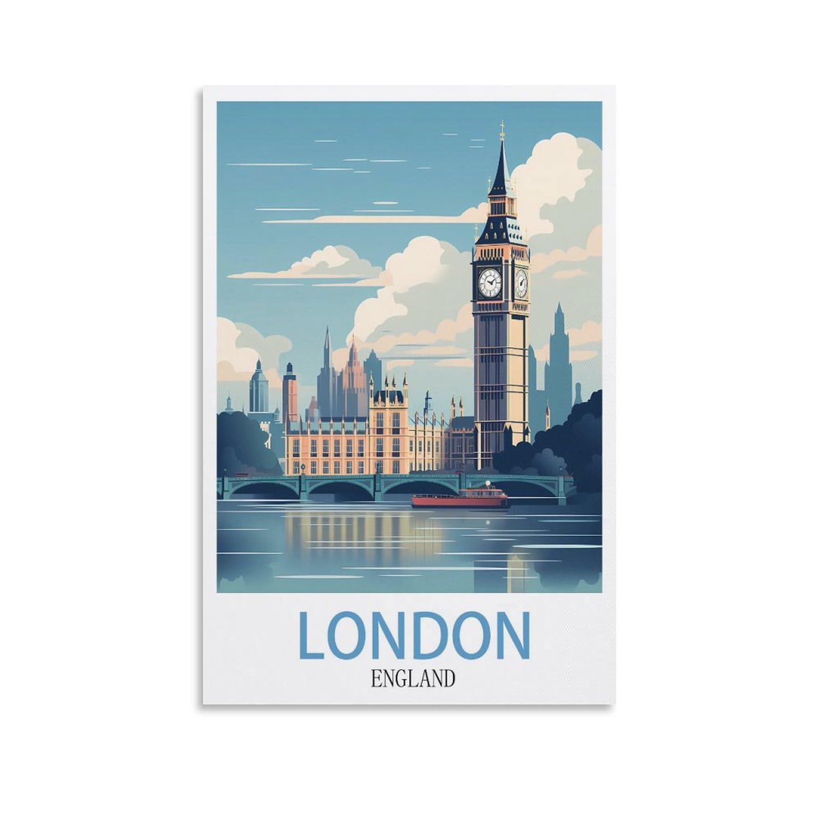 Ynieiluu Unframe-Style London England Vintage Travel Poster 20X30inch(50X75cm) Canvas Art Posters Painting Pictures Wall Art Prints, Wall Decor For Bedroom