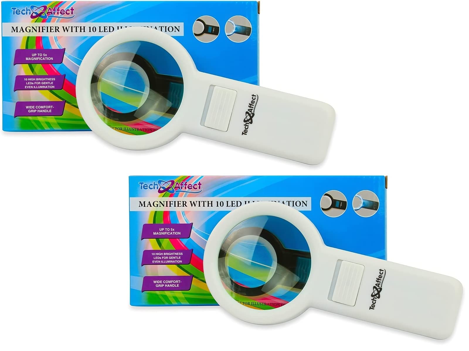 Hand Held Magnifying Glasses with Light - Strong Magnifier with Hand Lens - White 2 pack, 67mm