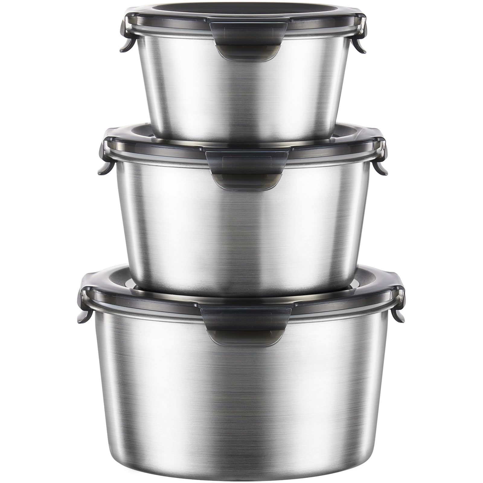 Food Storage Containers, Airtight Food Storage Containers with Lids, Deli Containers Soup Containers with Lids Stainless Steel Set of 3