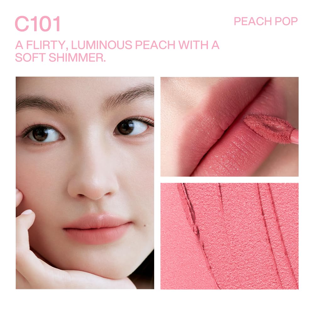 INTO YOU Airy Moisture Lipstick for Women, Long Lasting Matte Finish Lip Mud, High Pigment Color Lip Makeup, Hydrating Lightweight Mousse Texture for Women, C101 Peach Pop - Image 3