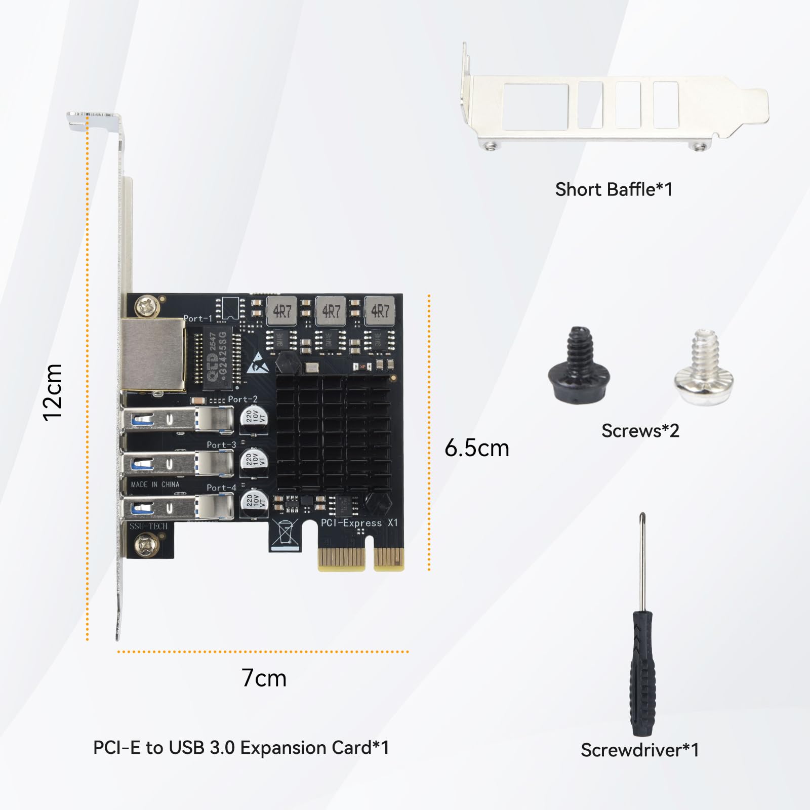 ELUTENG Carte d'extension PCIe vers USB 3.0 + Carte réseau Gigabit, 3 Ports USB Type-A + Adaptateur réseau 10/100/1000Mbps avec Puce RTL8153 pour Windows XP/Vista/Win 7/Win 8/Win 10