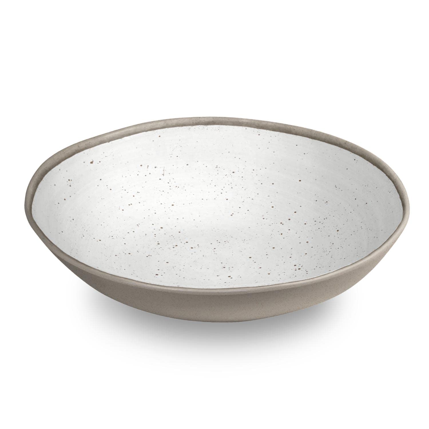 TarHong Retreat Pottery White Bamboo Serve Bowl, 12" Diameter by 3" Tall, 142-Ounce, Proprietary Merge Material Mix (Bamboo Powder & Melamine), Shatterproof, Indoor/Outdoor