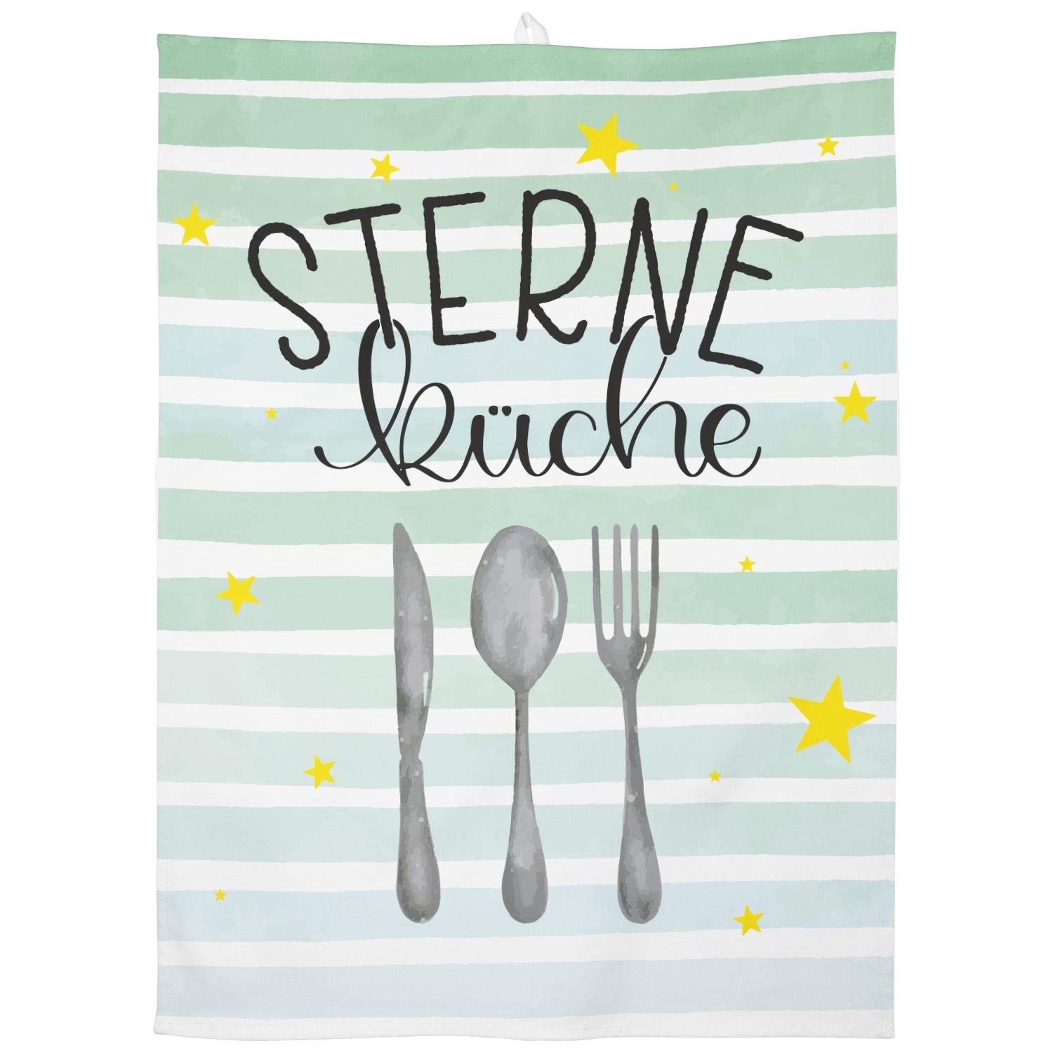 GRUSS & CO Tea Towel Motif "Star Kitchen" | Cotton, 60 cm x 45 cm, Coloured Motif Print | Gift, Kitchen, Cooking, Barbecue, 47105