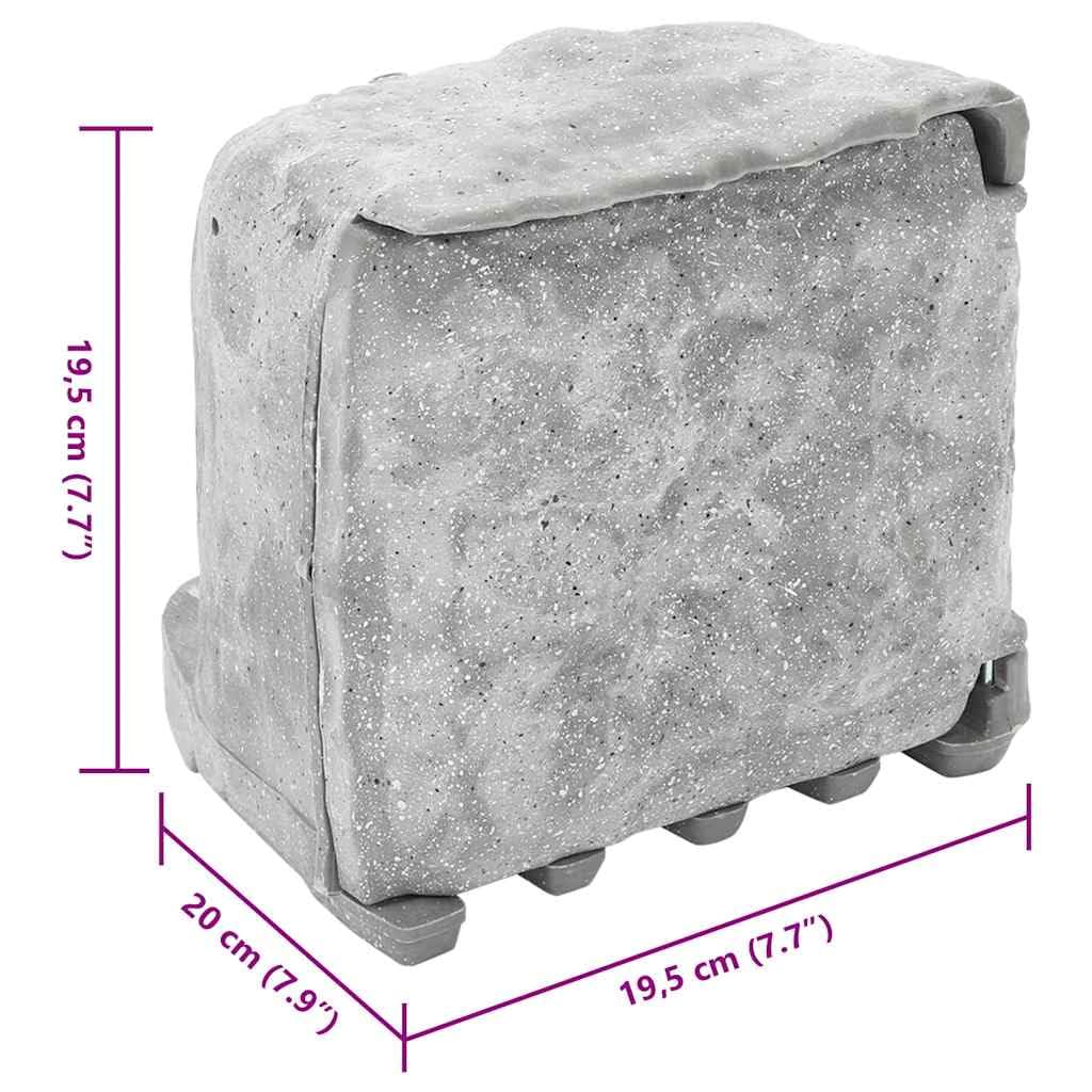 Enchufe exterior con estaca y sensor de luz de 4 vías, aspecto de piedra, plástico IP44, resistente a la intemperie, cable de 1,5 m, enchufe para jardín con Schuko, enchufe múltiple para uso