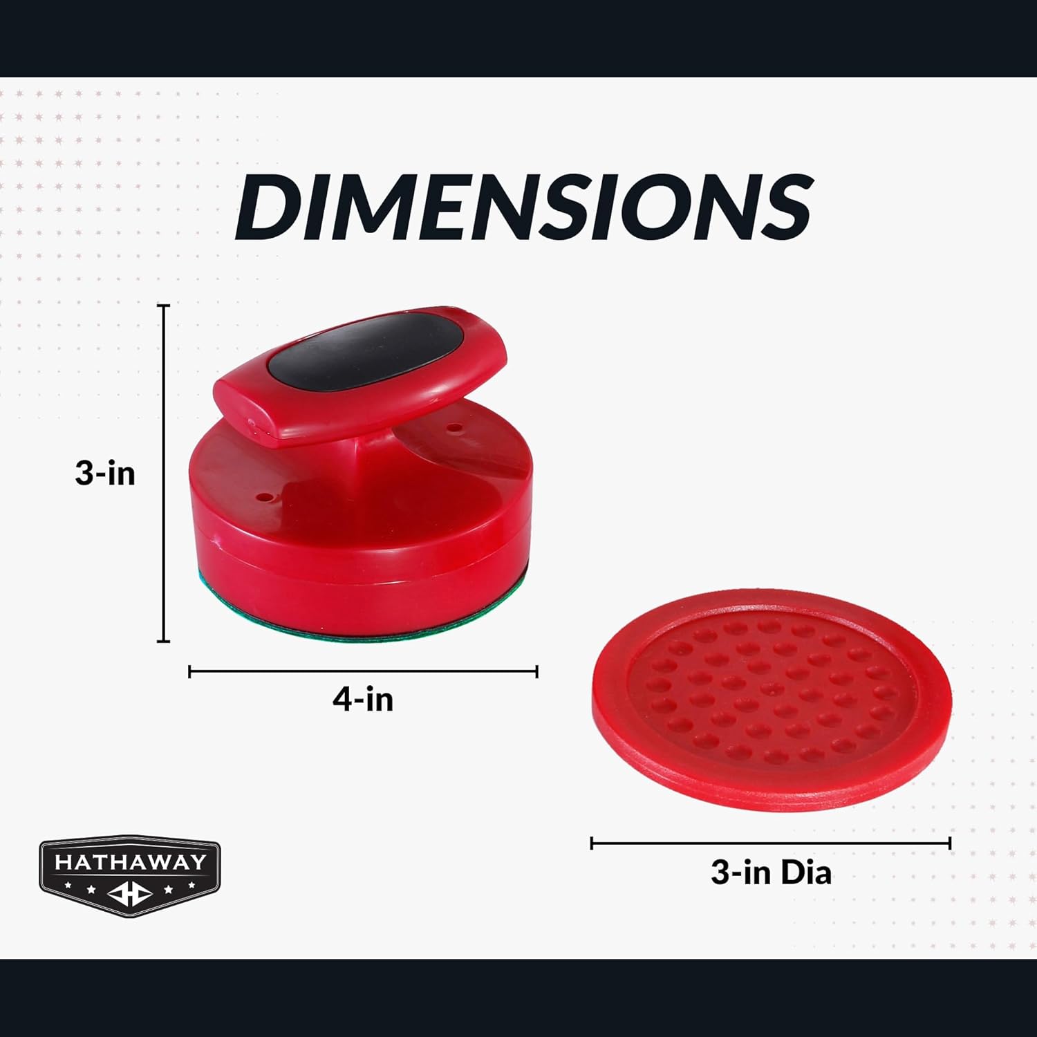 Hathaway Pro-Series Air Hockey Pucks and Strikers Set for Family Game Room - with Ergonomic 4-in Strikers, 3-in ABS Pucks, Felt Bottoms & Chip-Resistant Design - Red Finish