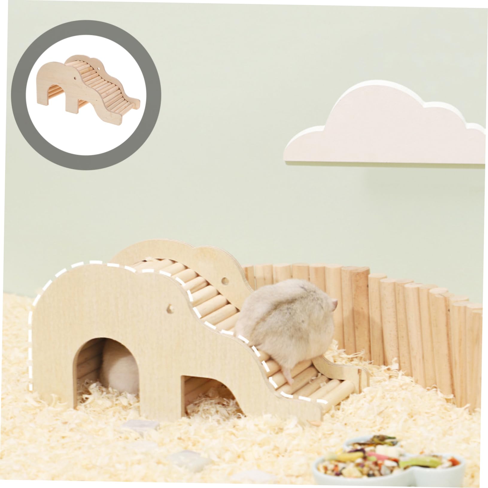Nido para Mascotas pequeñas, 4 Uds. Casa escondite for hámster, Juguetes for Masticar(Beige)