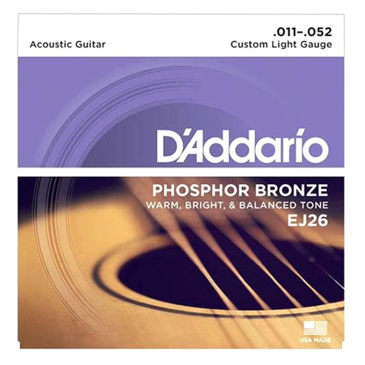 Phosphor Bronze Custom Light Acoustic Guitar Strings - EJ26