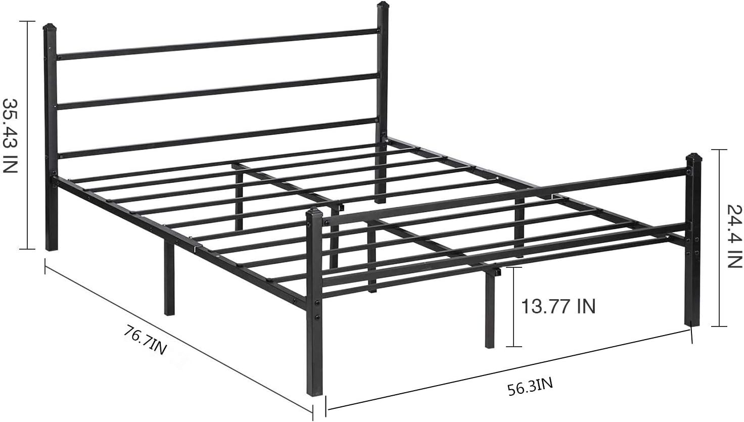 GreenForest Full Bed Frame with dimensions