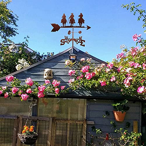 Ydhnb Weathervane With Roof Mount Weather Vane Stainless Steel Wind Direction Indicator Retro Home Decor Gift Creative Cowboy Farm Scene Shape Metal Weathervane #TOP6