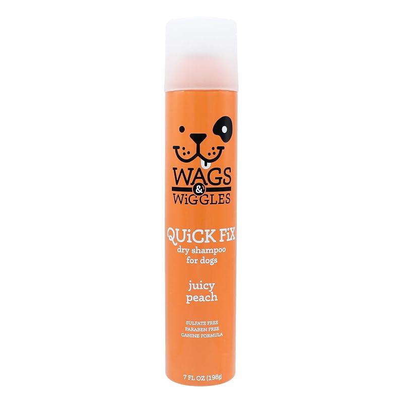 Shampoo seco para cães em spray com extrato de pêssego Wags & Wiggles 210 mL