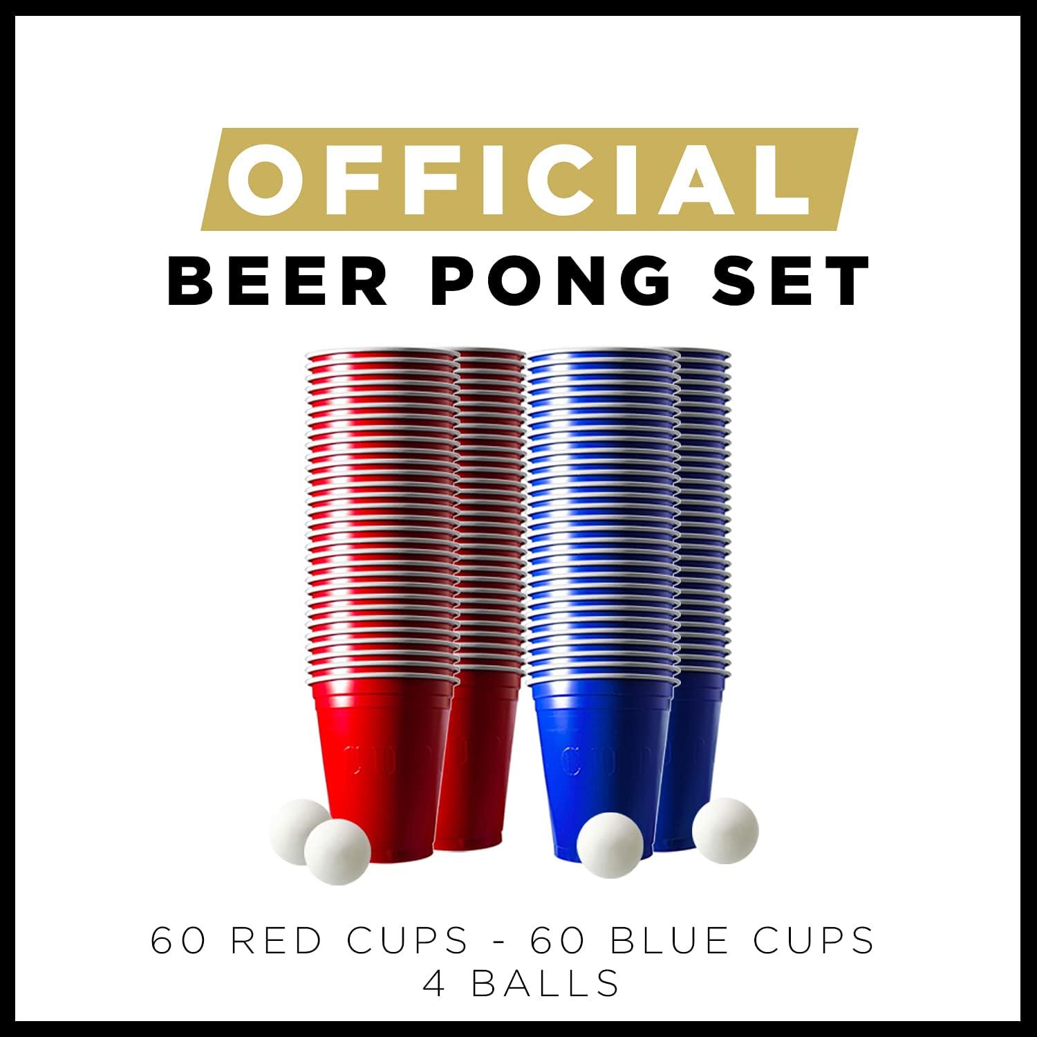 Beer Pong Juego Spotlightholes con Luces LED y Porta Vasos | 1 Mesa 120 Tazas (60 Azules y 60 Rojas) + 6 Bolas | OriginalCup®