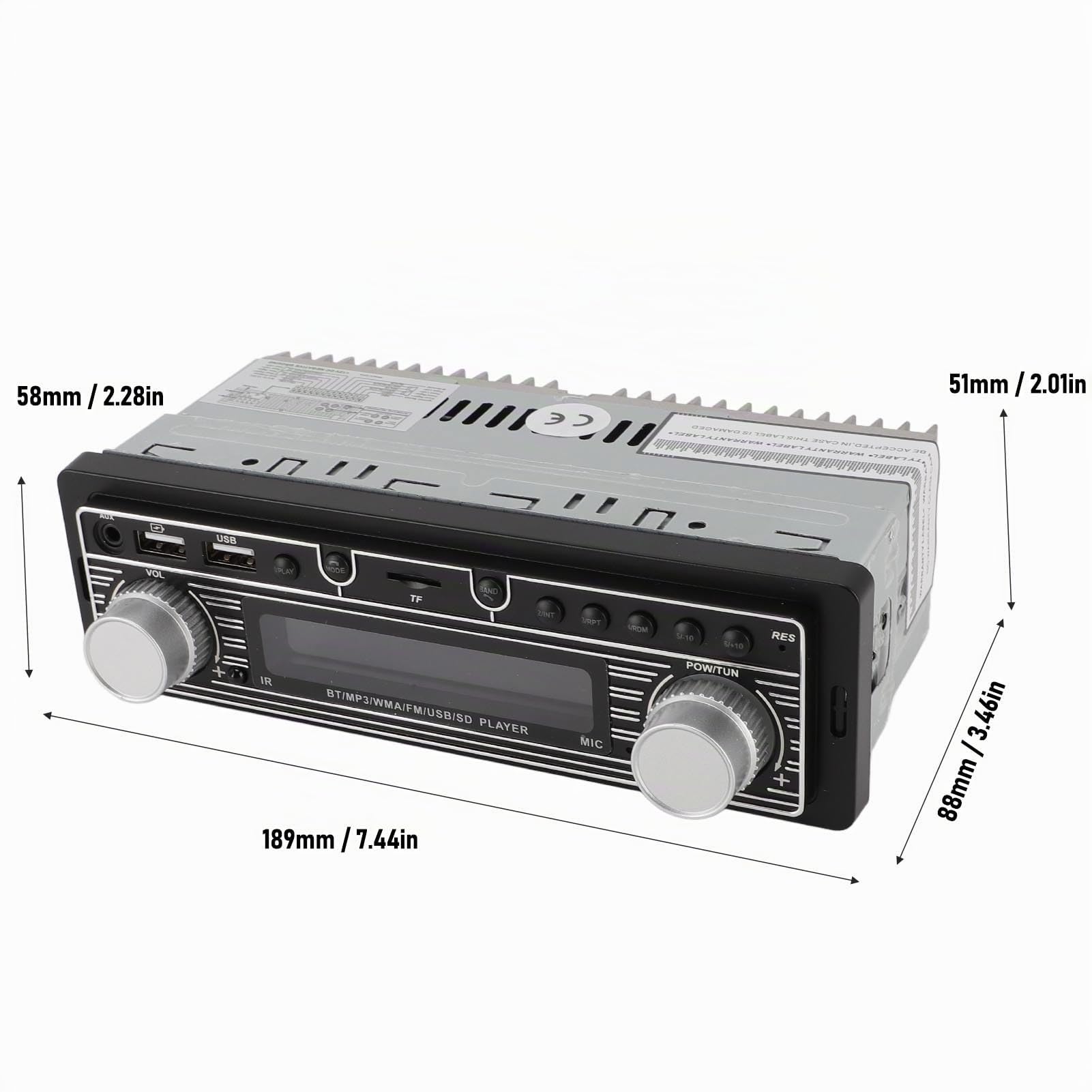 Receptor de Audio para Automóvil, Estéreo Multimedia para Automóvil de un DIN, Bluetooth FM, MP3 USB, de Audio de Radio FM Digital SD en el Tablero,12 V Universal