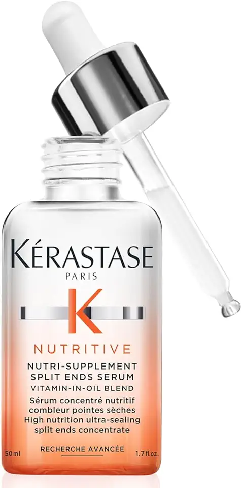 Kerastase Nutritive Split Ends Hair Serum For Dry Hair - Nourishing Leave-In Oil Treatment For Smoothness and Shine, Ultra-Sealing Formula With Anti-Dryness Polymers, 50 ml
