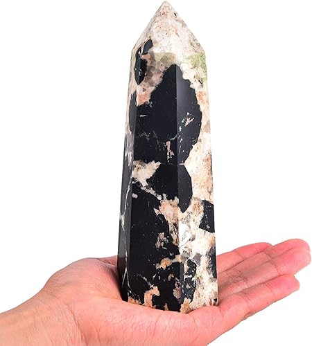 Miniatura 4 de AMOYSTONE Varita grande de cristal curativo Obelisco 6 facetas Torre Reiki Chakra Meditación Terapia Turmalina Negra 1.8-2.2 LBS