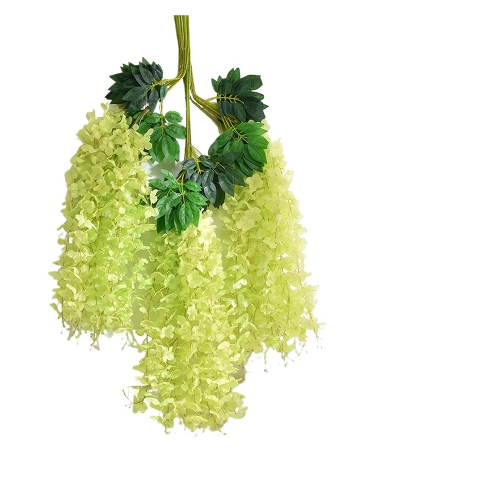 Artificial Flower Vine 12pcs Wisteria Artificial Flowers Vine Wreath Wedding Arch Decoration Leaf Rattan Trailing Silk Flower Ivy Wall Decor(Green)