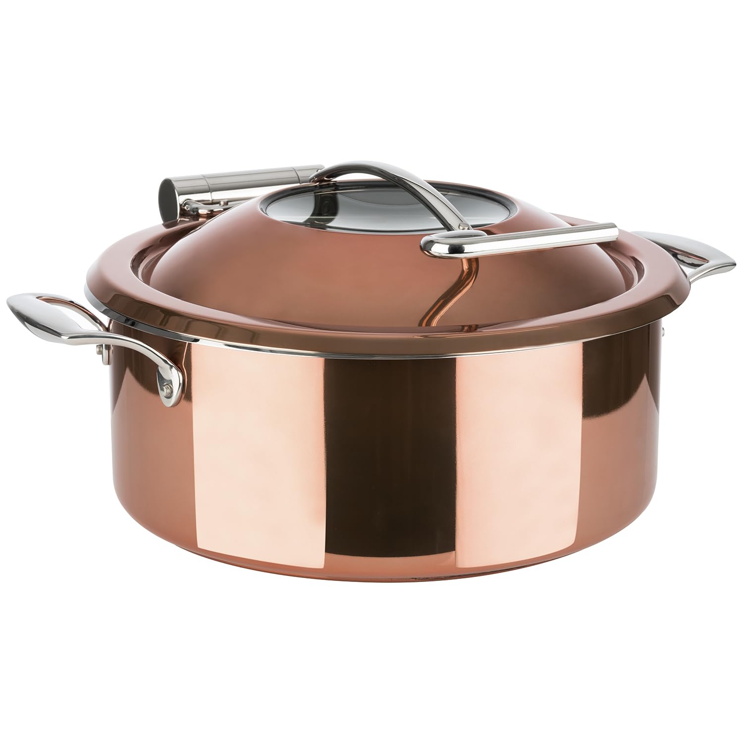 APS 12335 Chafing Dish, 4 Piezas, diámetro de 30,5 cm, Altura: 17,5 cm, Acero Inoxidable 18/8, Aspecto de Cobre