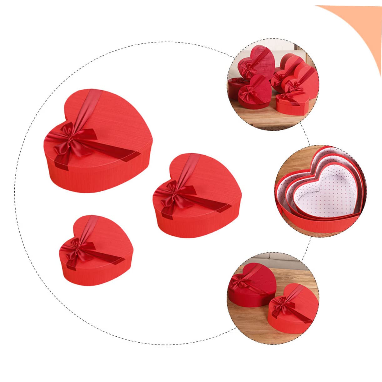COLLBATH Herzförmige Geschenkboxen 3er-set Zur Aufbewahrung Von Süßigkeiten Blumenmädchenboxen Für Valentinstag Hochzeitsparty Geschenkpapier-verpackungsboxen