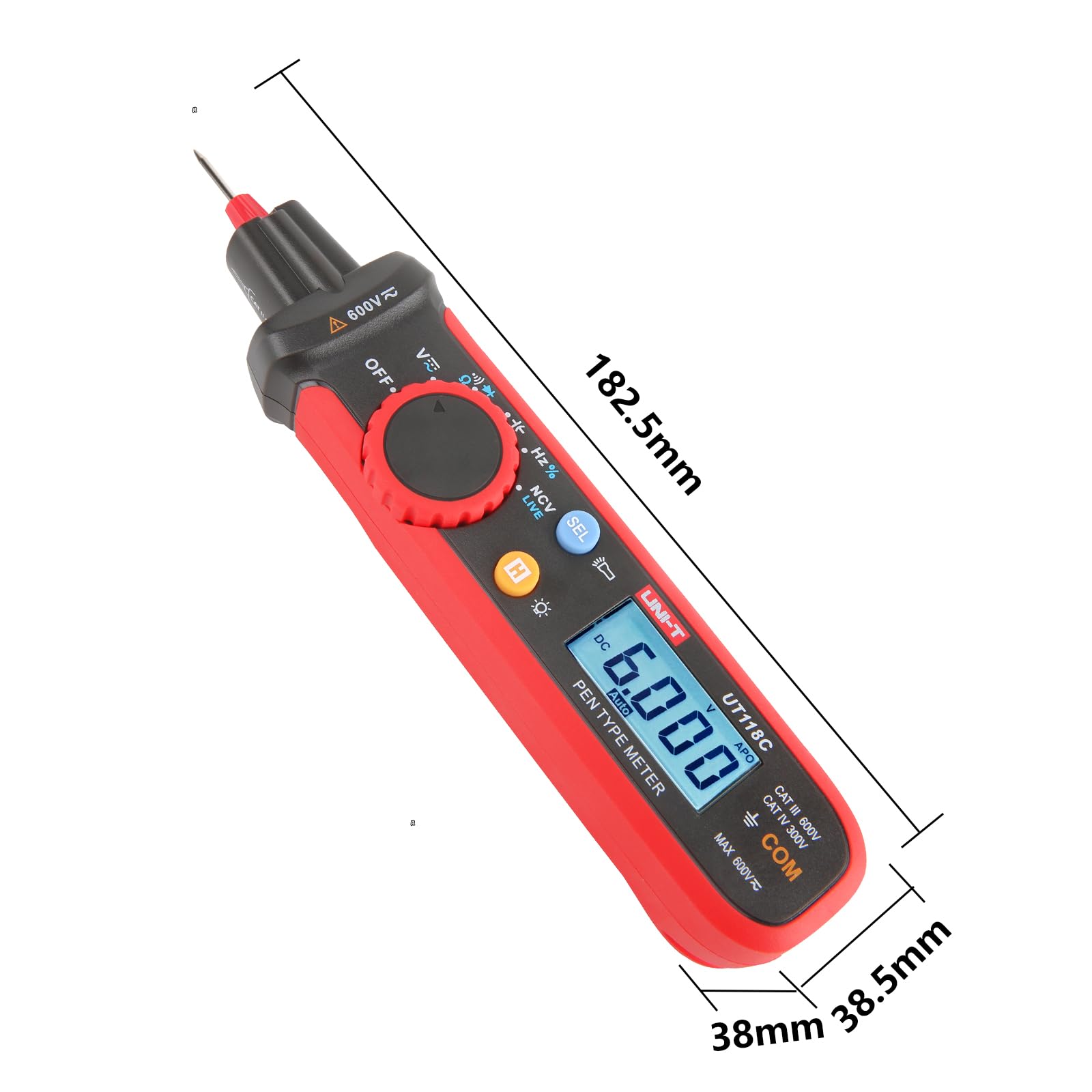 UNI-T UT118C - Multímetro digital True RMS Digital 6000 recuentos AC/DC Voltaje Resistencia Capacidad Frecuencia Diodo EF NCV Multitester