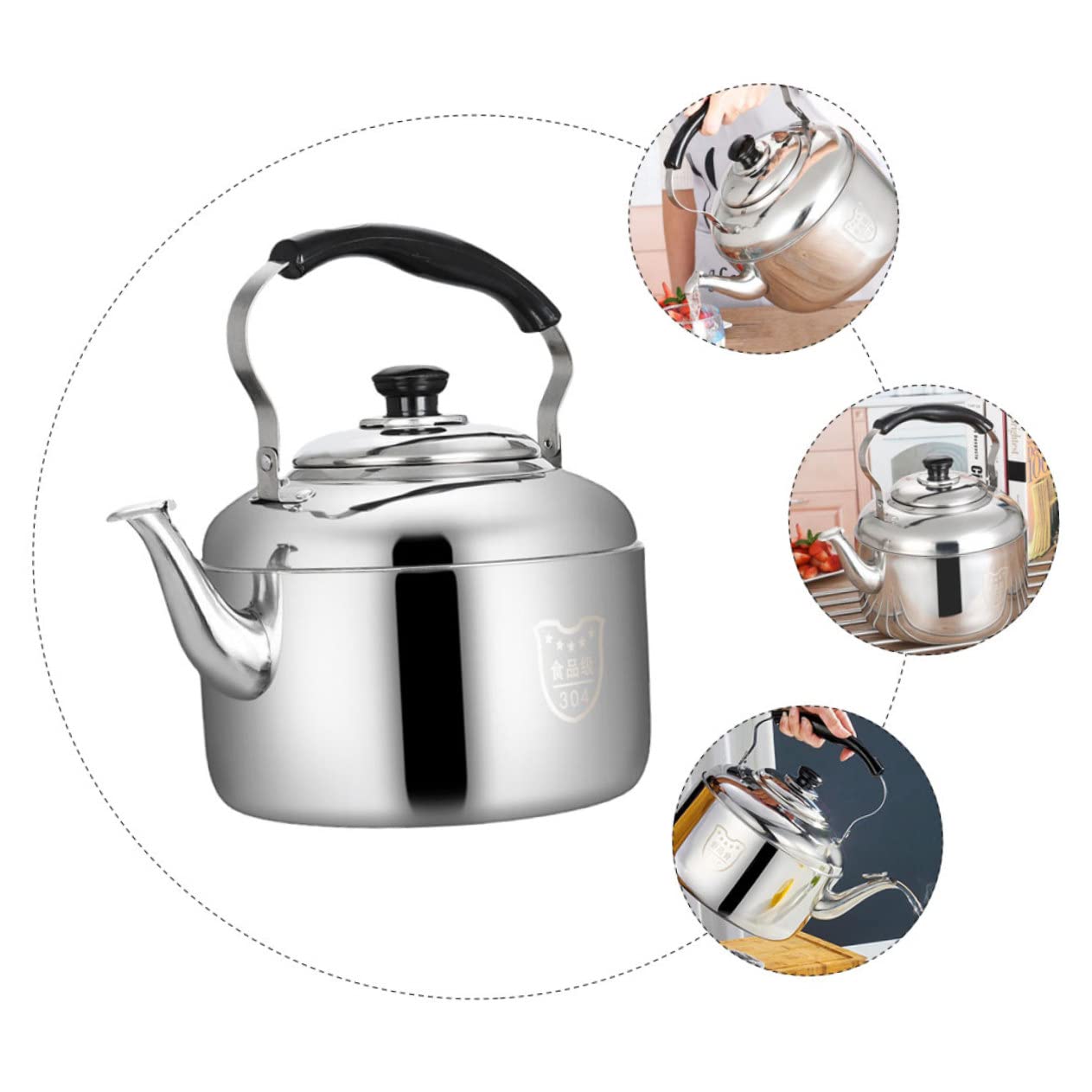 FELTECHELECTR Stainless Steel Kettle Stovetop Induction Compatible Kitchen Water Boiler Easy to Clean Ergonomic Handle for Tea and