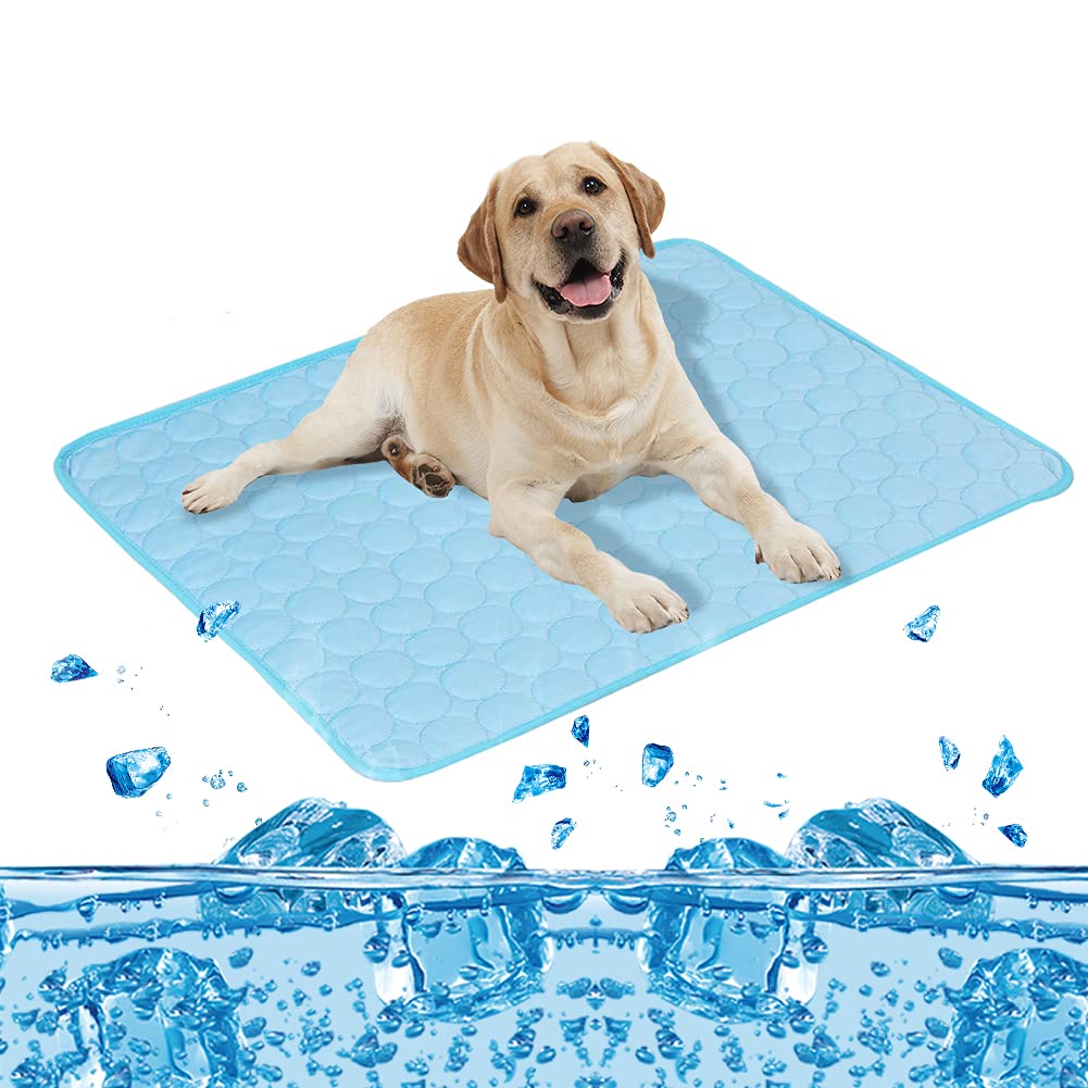 FEimaX Dog Cooling Mat, Pet Summer Pads Cat Ice Silk Self Bed Sleeping Washable & Portable Cushion Home or Outdoor for Kennel/Sofa/Bed/Floor/Car Seats Small Medium Large Dogs Cats