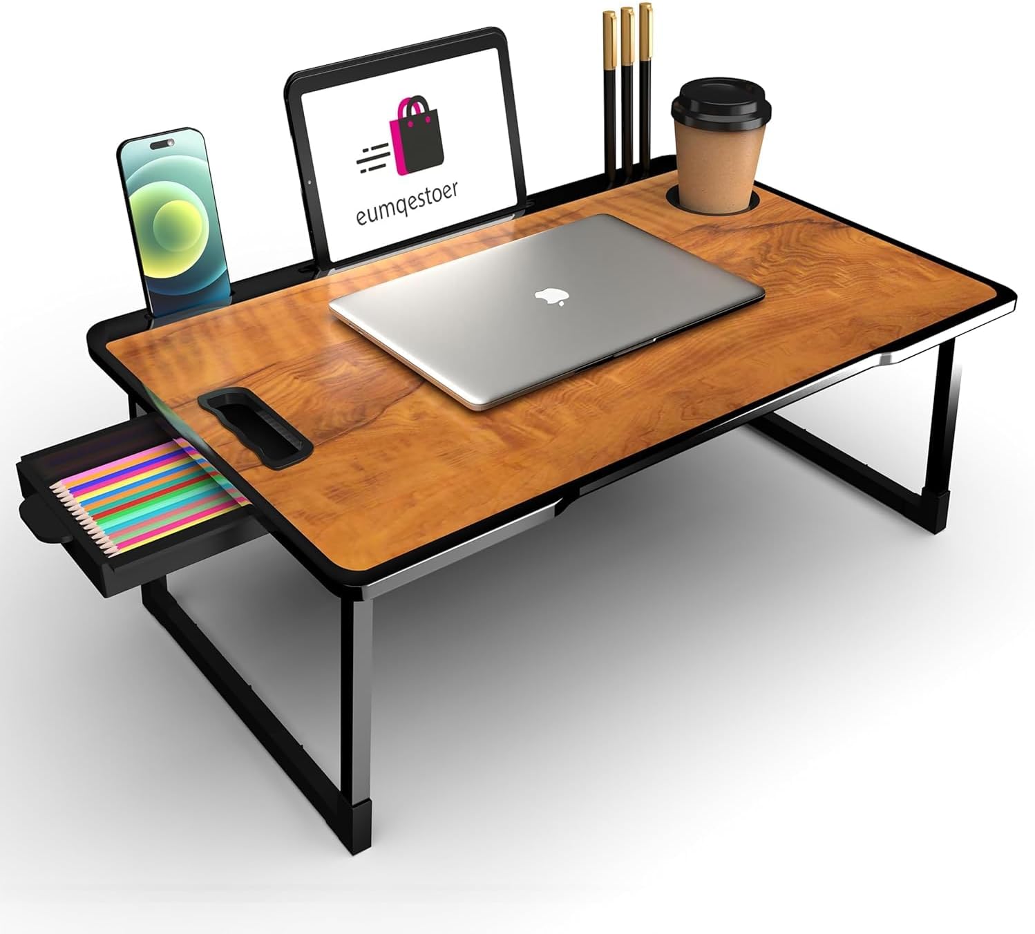 Study Table Bed Table Premium Laptop Table/Foldable and Portable Wooden/Writing Desk for Office/Home/School (Wood COTED)