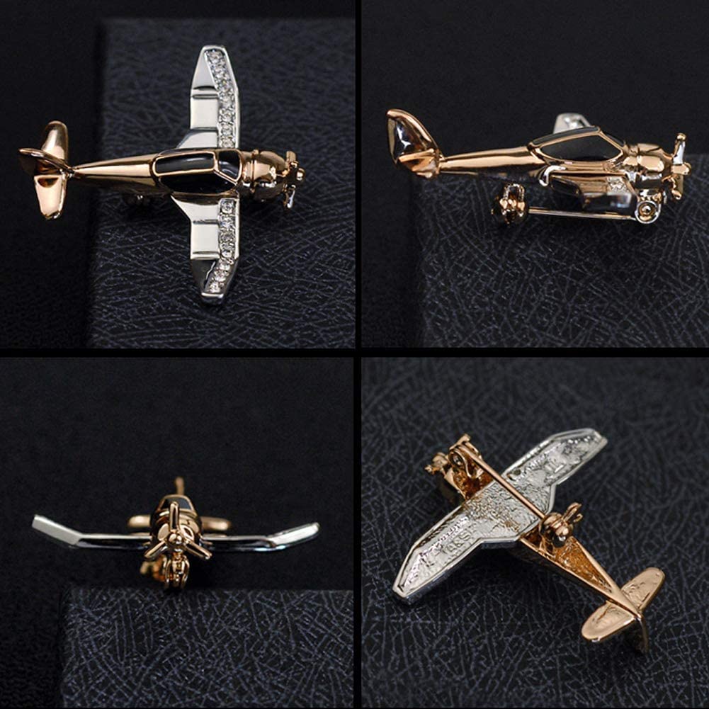KYUSAR Spille Regalo Simpatico Spilla for Aeroplano Spille in Metallo Color Oro Smaltate Spille Gioielli Modello di Aeroplano da Caccia Spille Spilla