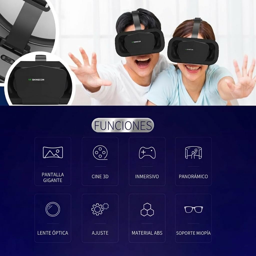 Gafas Realidad Virtual Gafas VR,Disfruta de los Juegos y vídeos (con Controlador Bluetooth), Compatible 5 Inch - 7 Inch Pulgadas Smartphone Amplia compatibilidad por Android/Phone