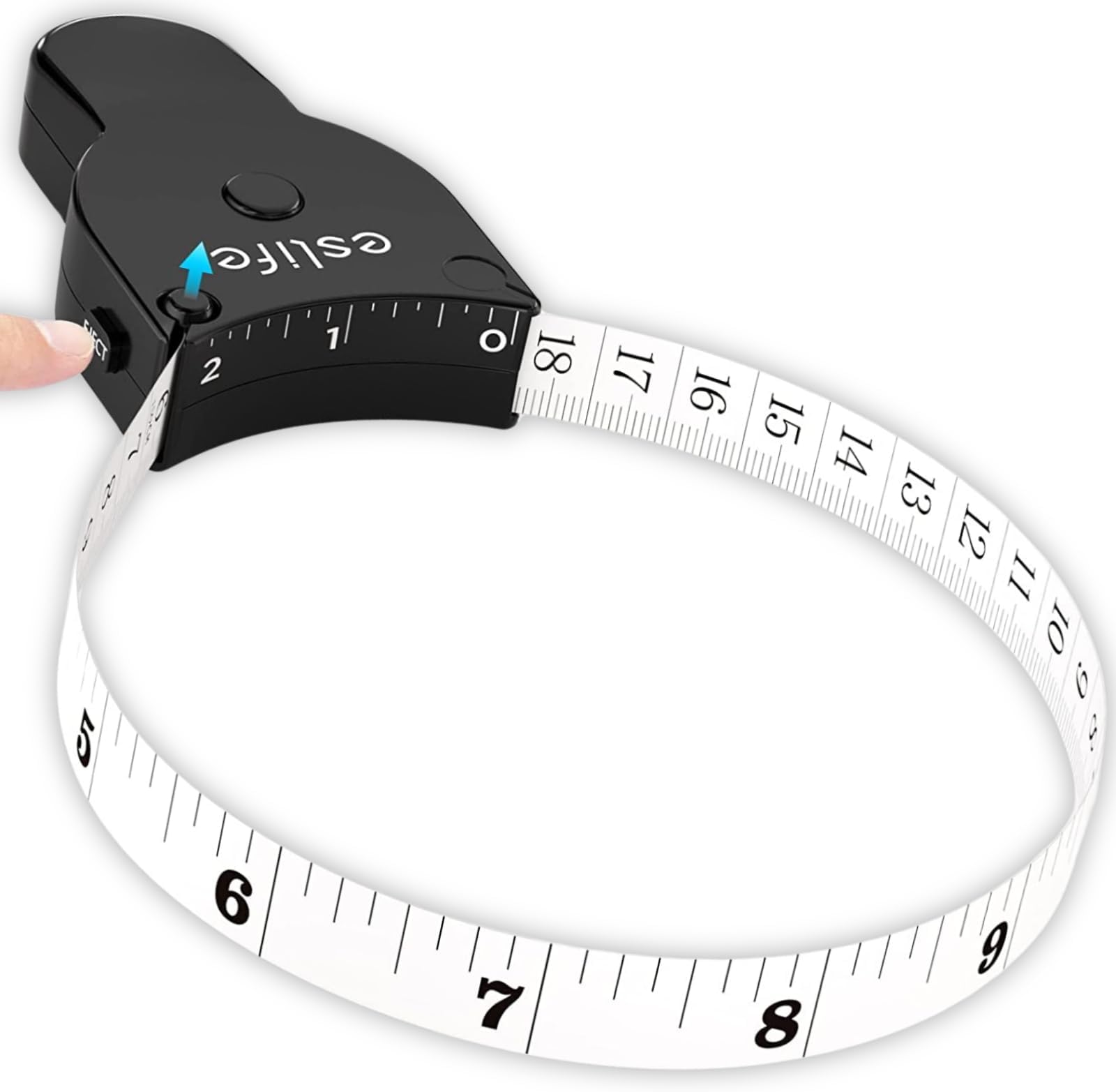 Body Measuring Tape [Auto Lock & Eject Retract] 60'', esLife One Hand Selft Accurate for Tracking Weight Loss, Tailoring, Crafts, Item Measurement Black