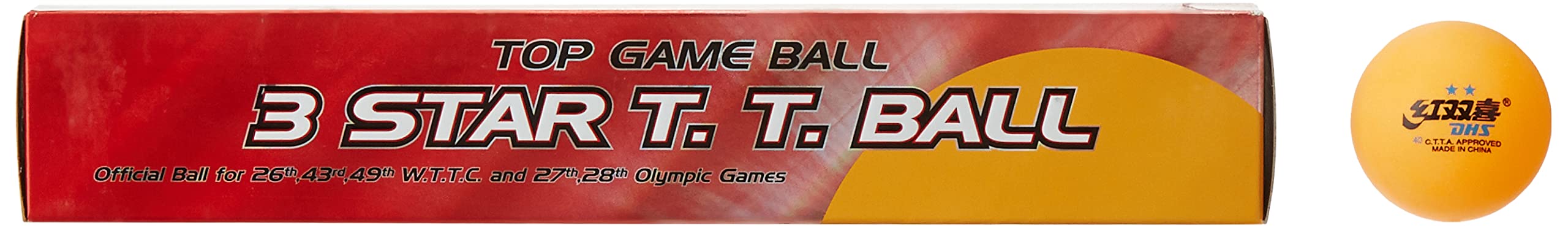 DHS TT Ball 40MM 3 Star Orange (6 Pcs Box) 24 PCS with Smart PRO TT Special Cover Speed Yellow 4