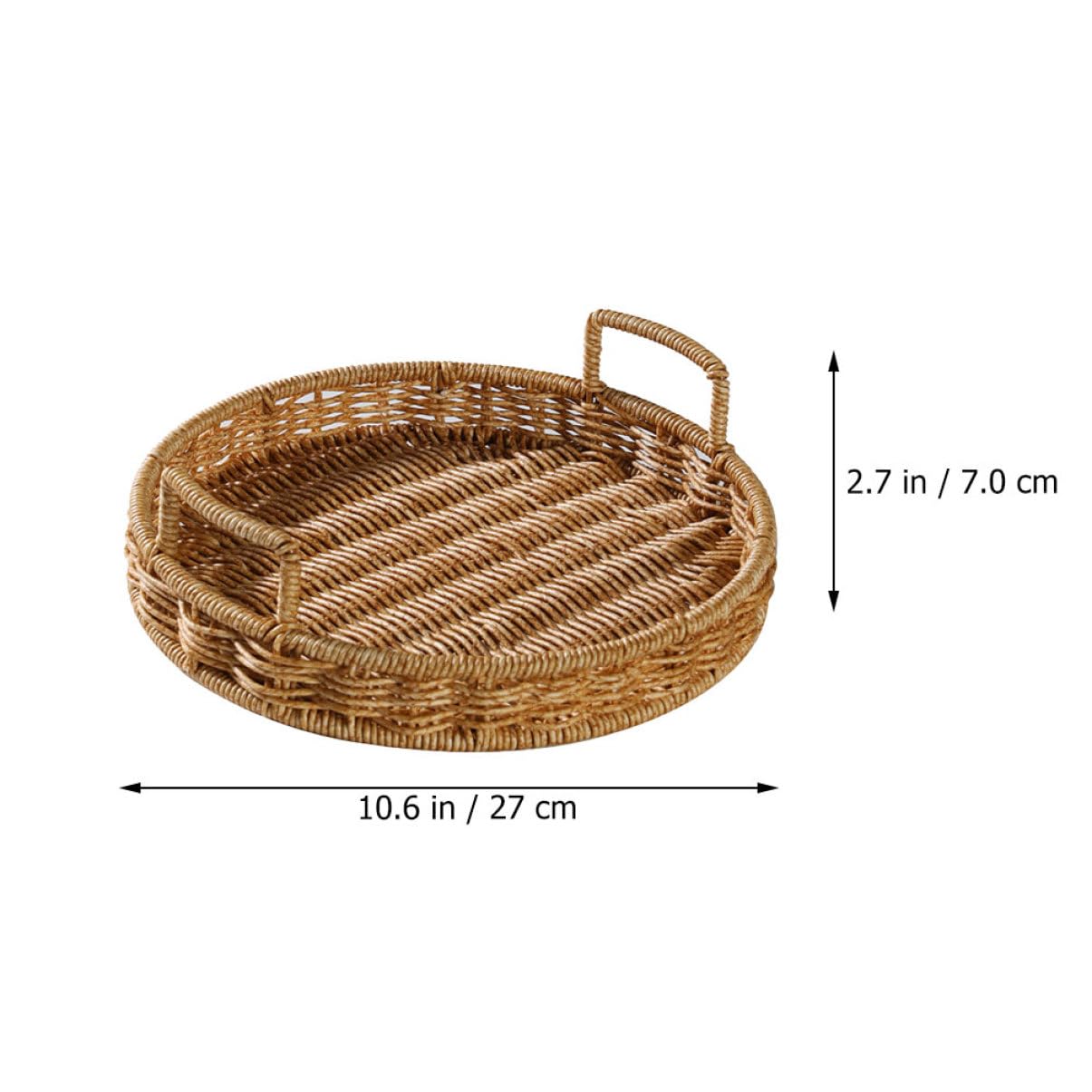 Cabilock Kitchen Basket Multi-function Storage Basket Countertop Storage Baskets Wicker Basket Wicker Bread Basket Woven Serving Tray Vegetable Bowl Light Brown Plastic Rattan re-usable