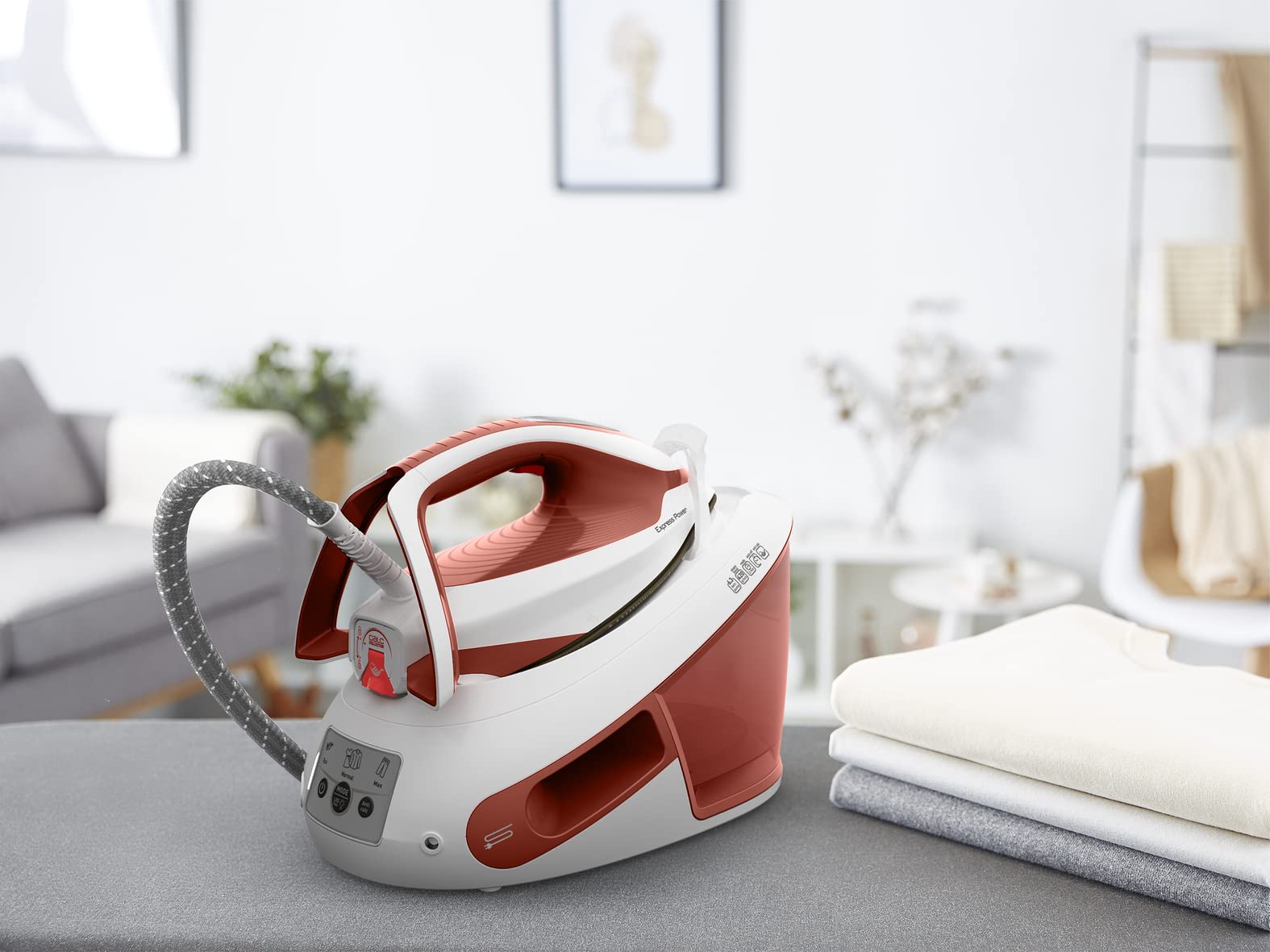 Tefal SV8110 - Planta de vapor Express Power, potencia de vapor potente, tecnología sin configuración, tanque de agua 1.8 L, vapor vertical, fabricado en Francia, Eco Stand