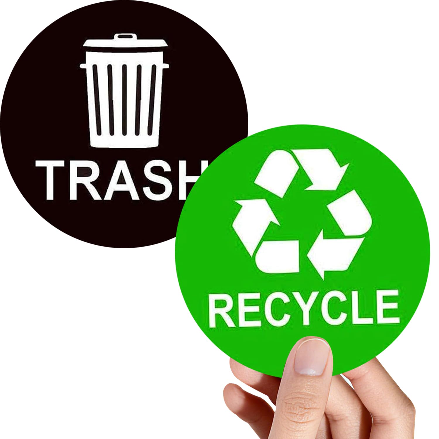 Recycle Sticker Garbage Recycling Decal Trash Can Bin Label 4 Inch Label Sign for Kitchen Pantry Office Organization Refuse Bin Waste Basket,12 Pcs