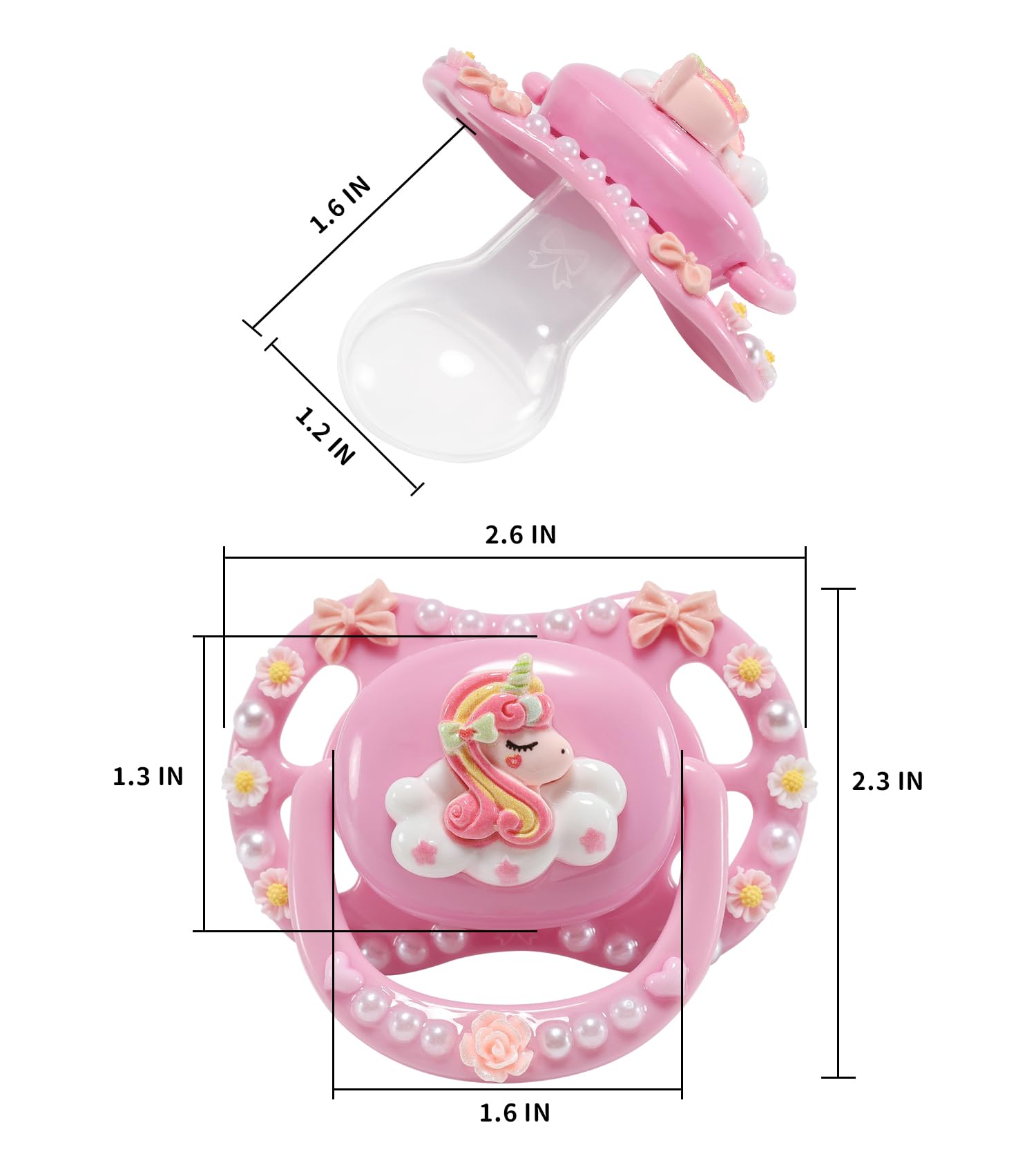 CutiePlusU Adult-Size Pacifier Dummy for Adults DIY Handmade Large Shield - Pink Unicorn - Image 4